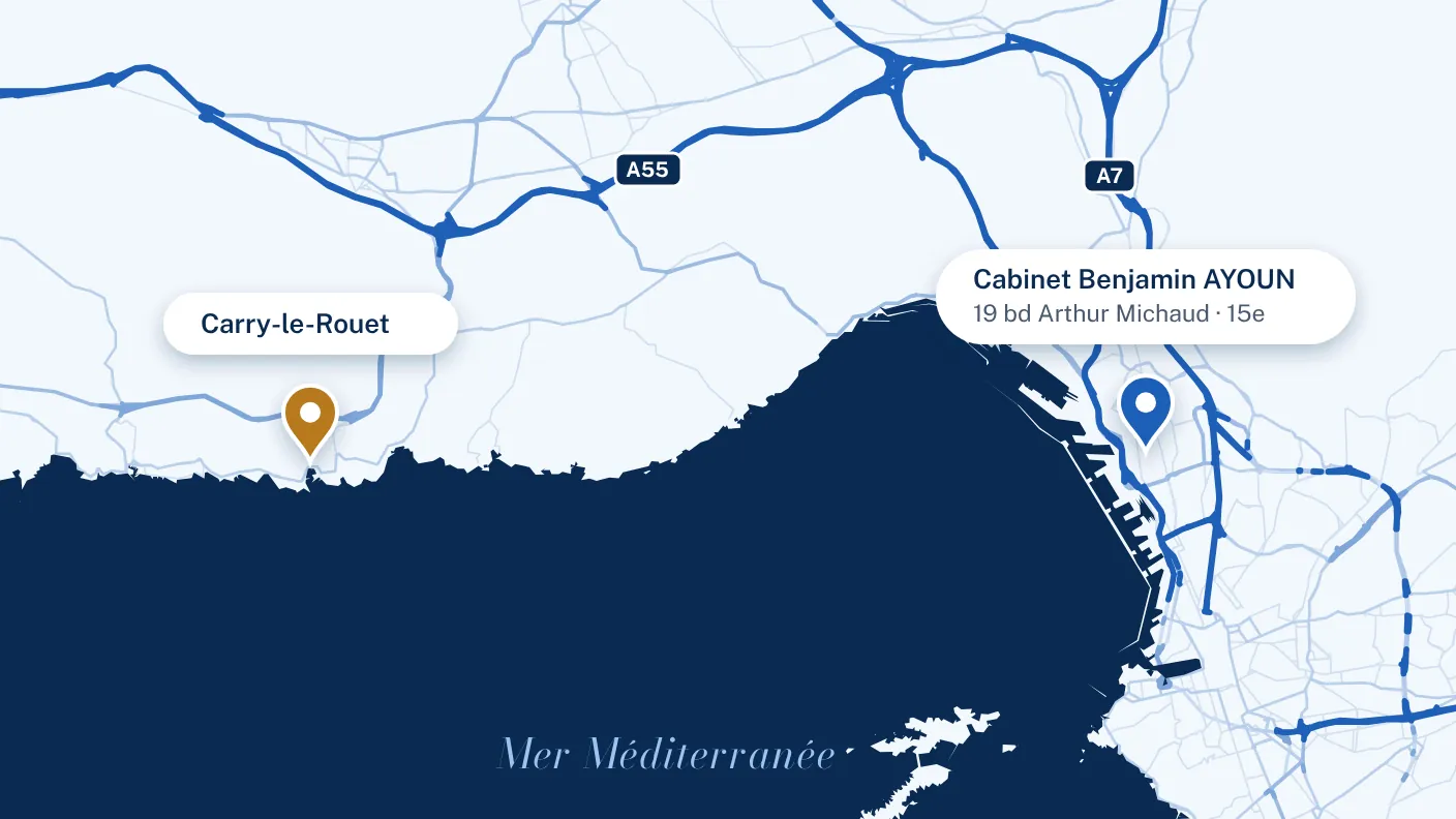 Plan : Carry-le-Rouet et le cabinet, 19 boulevard Arthur Michaud, dans le 15e arrondissement de Marseille
