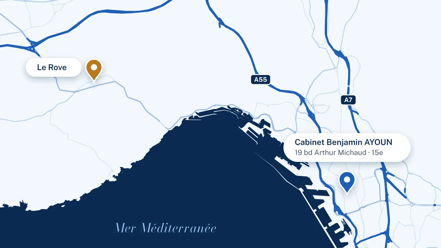 Plan : Le Rove et le cabinet, 19 boulevard Arthur Michaud, dans le 15e arrondissement de Marseille