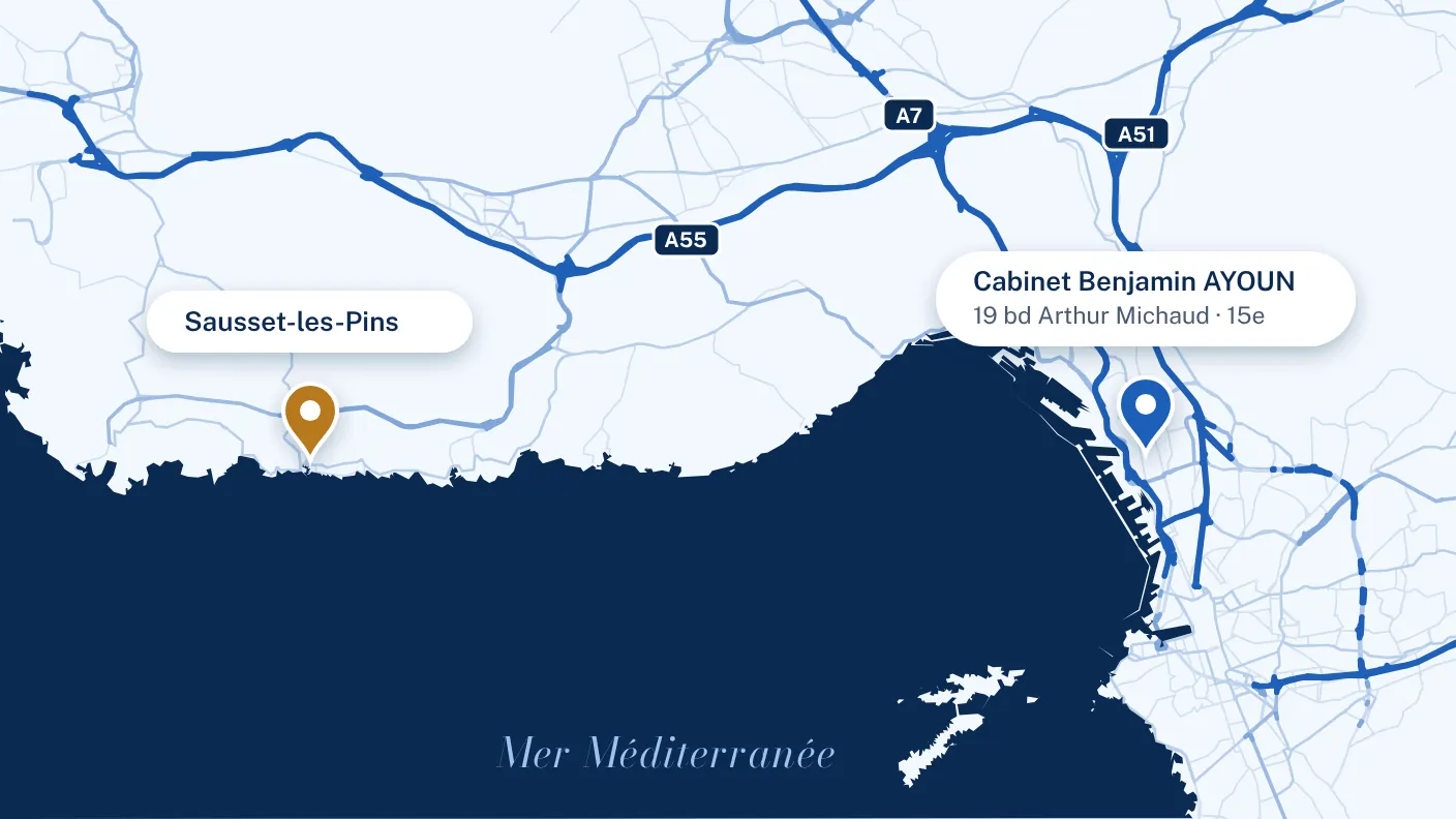 Plan : Sausset-les-Pins et le cabinet, 19 boulevard Arthur Michaud, dans le 15e arrondissement de Marseille